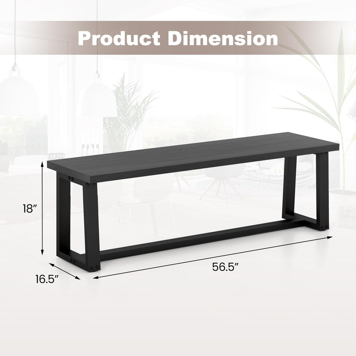 Black Wood Dining Bench