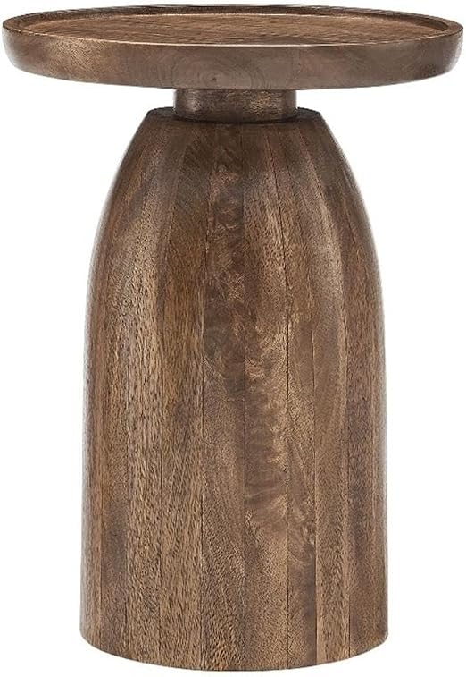 Solid Mango Wood Drum Side Table