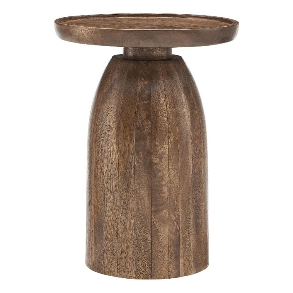 Round Mango Wood Side Table