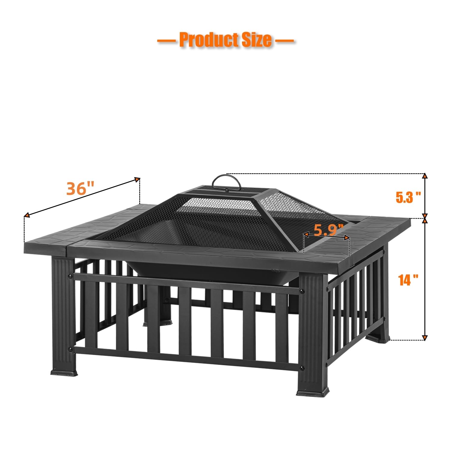 36" Square Outdoor Fire Pit Table