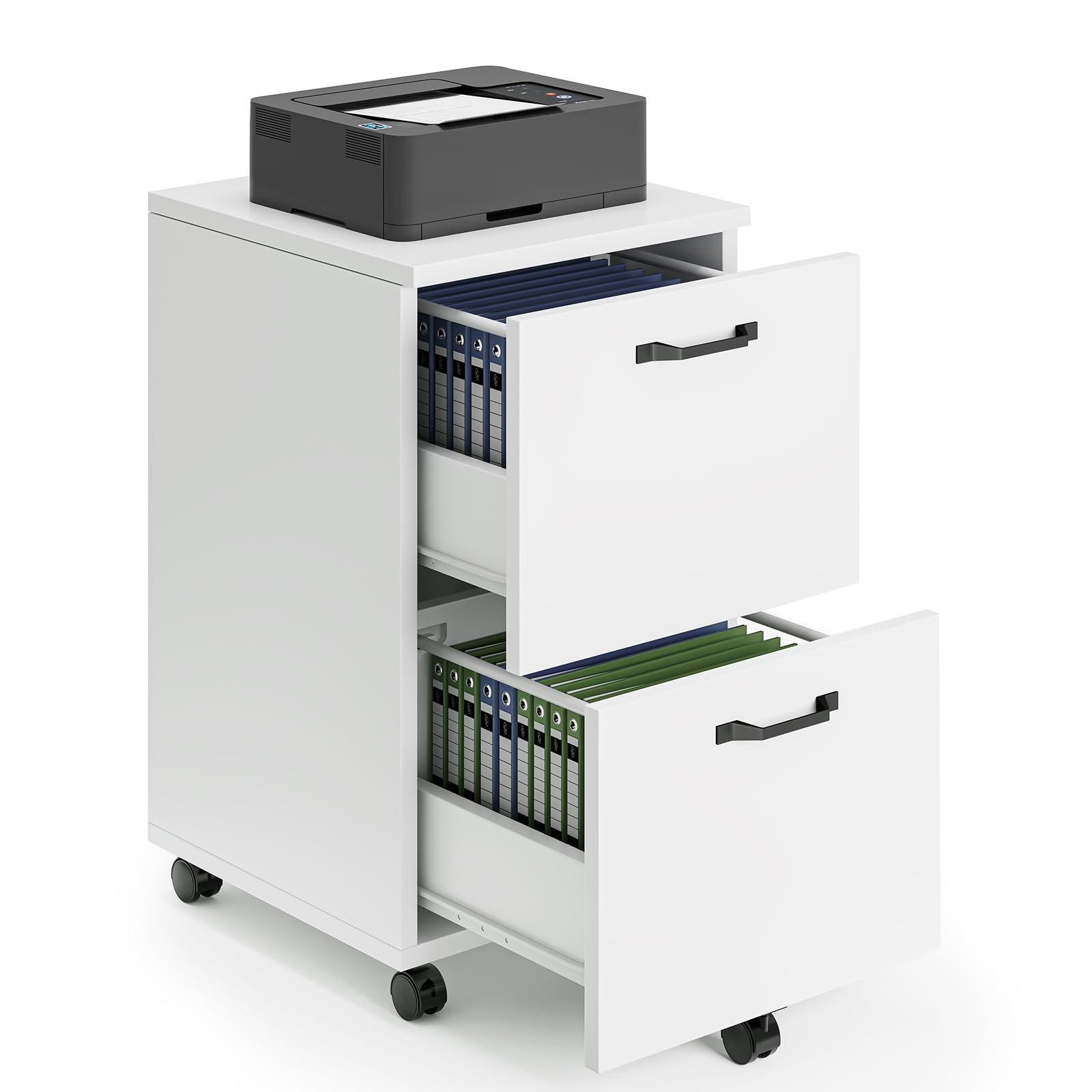 2-Drawer Rolling File Cabinet with Printer Stand