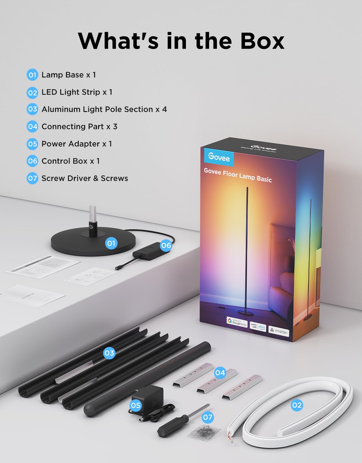 RGBIC LED Floor Lamp with Music Sync