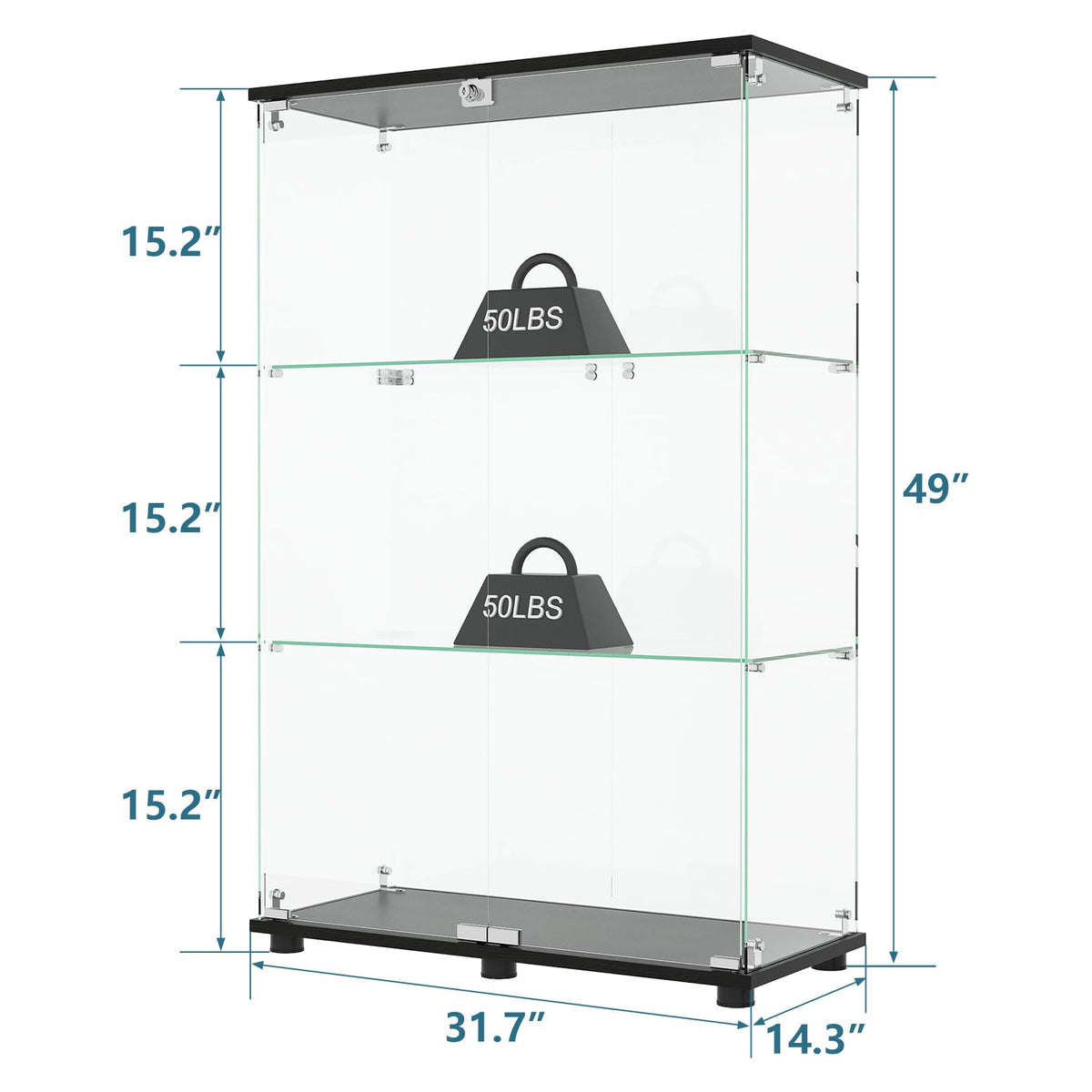 Glass Display Cabinet with Lock