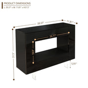 Vavkorkula Console Table, High Gloss Entryway Table with Hidden Storage Cabinets, Adjustable Shelves, Modern Sofa Table for Behind The Couch, Living Room, Hallway, Black