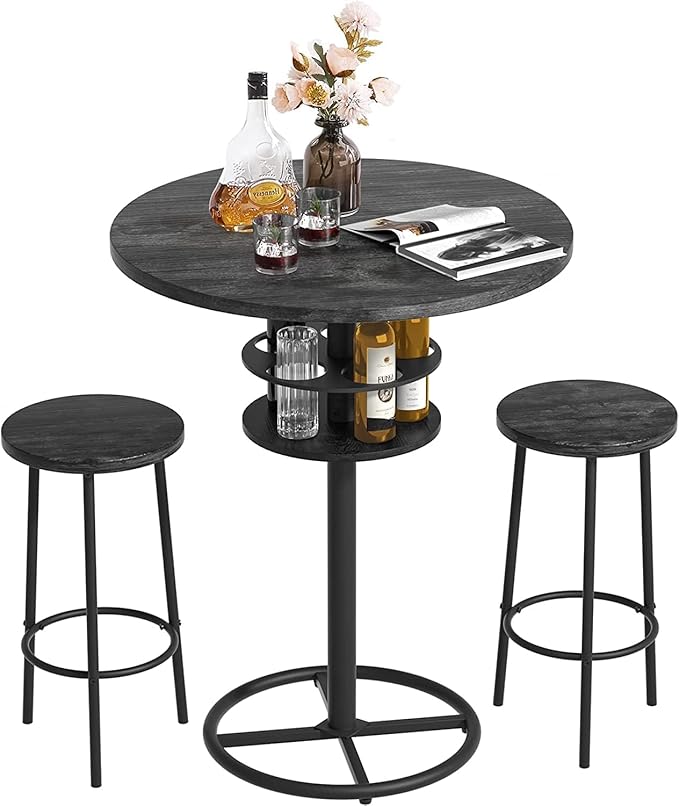 3-Piece Bar Table and Chairs Set with 2 Barstools