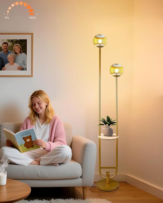 3-Globe Pink Floor Lamp, 63" Tall with G9 Bulbs
