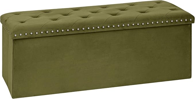 Velvet Storage Ottoman Bench