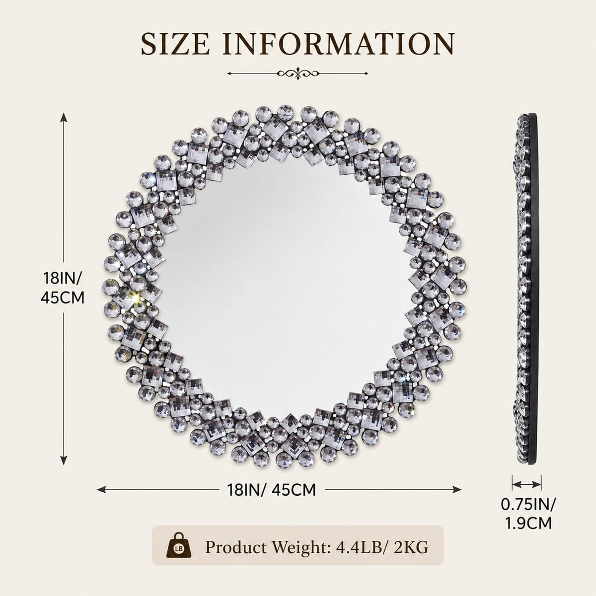 Round Crystal Wall Mirror