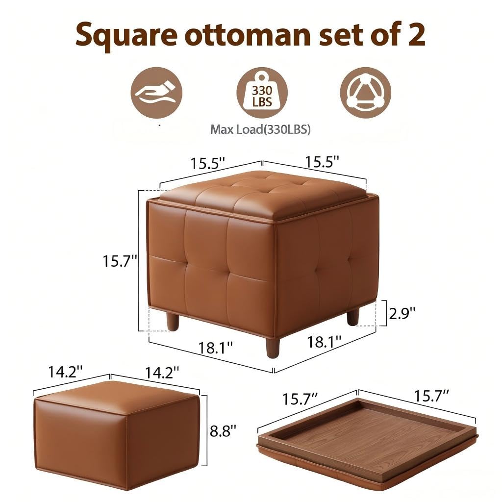 Square Storage Ottoman Set of 2