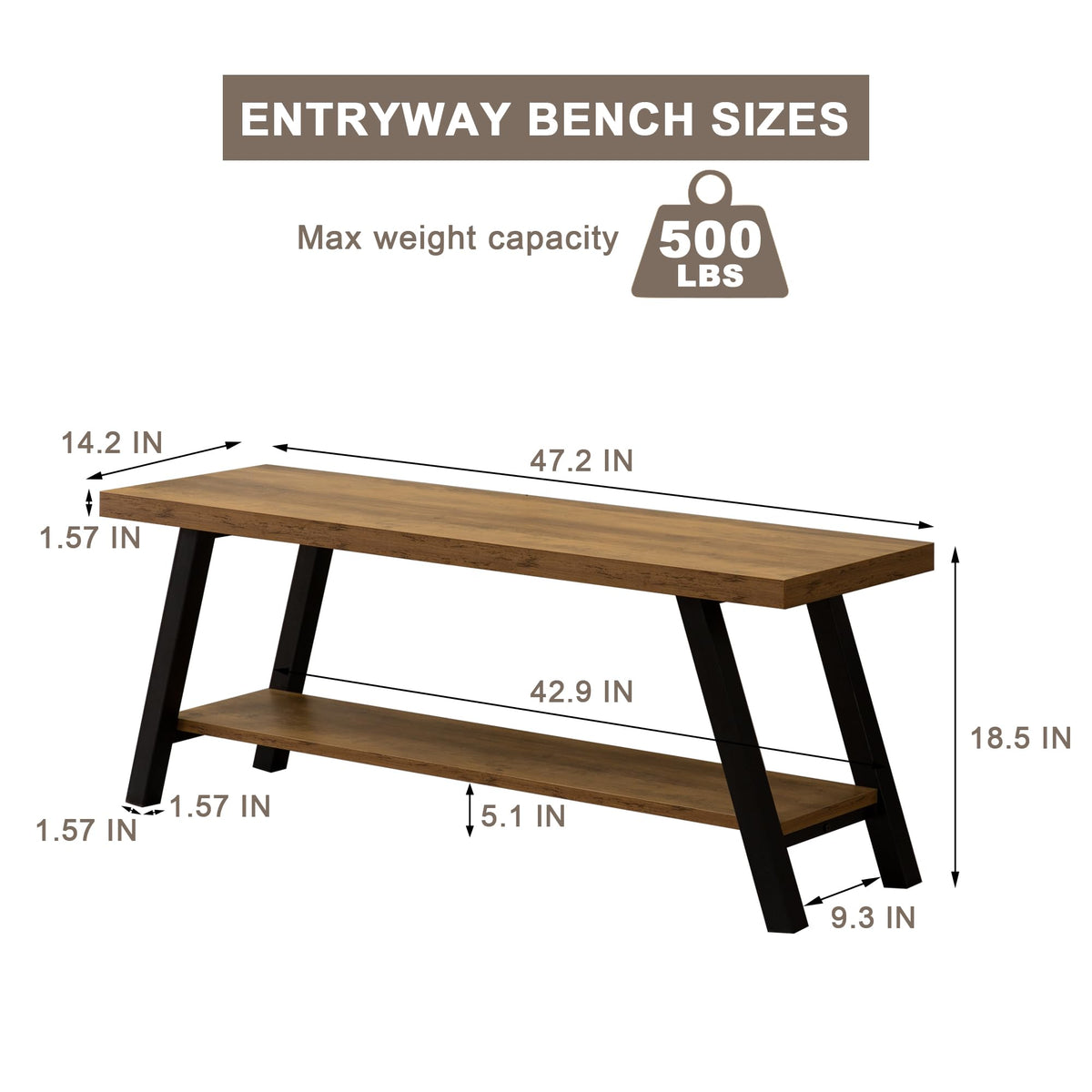 Rustic Oak Shoe Storage Bench