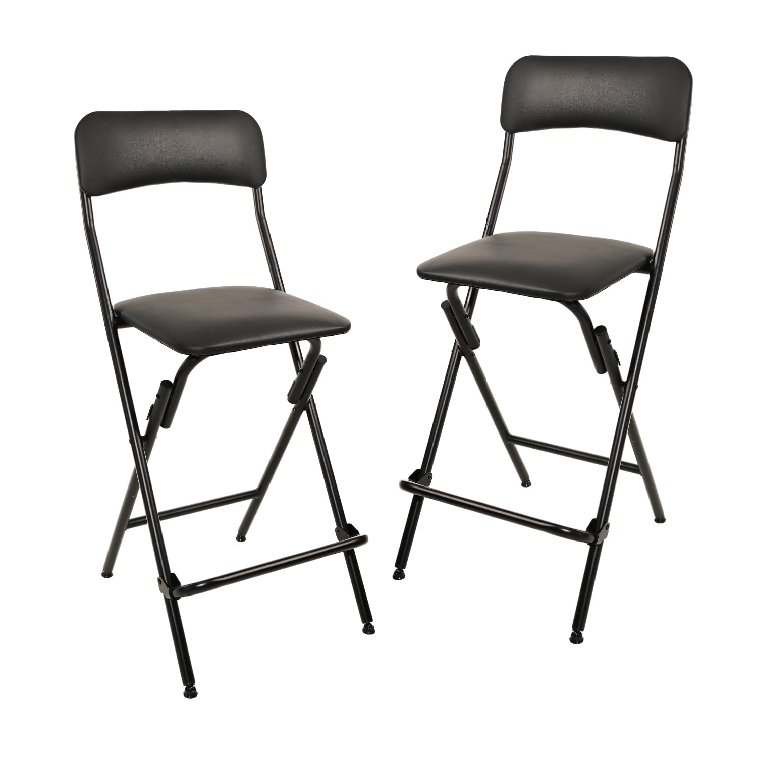 Folding Bar Stool with Footrest (Set of 2)