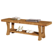 Solid Wood Entryway & Bedroom Bench with Storage Shelf, 55"