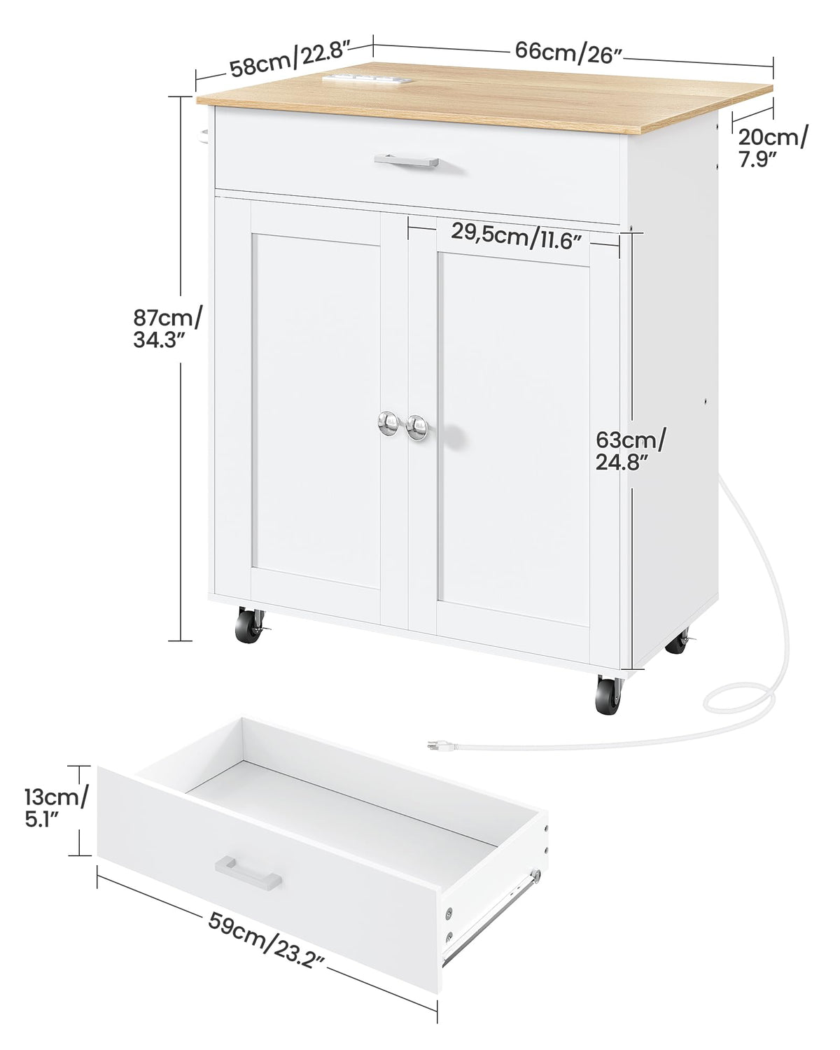 Drop-Leaf Rolling Kitchen Island