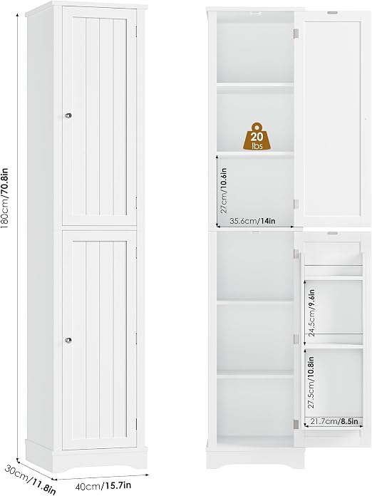 Tall Narrow Storage Cabinet with Reversible Doors
