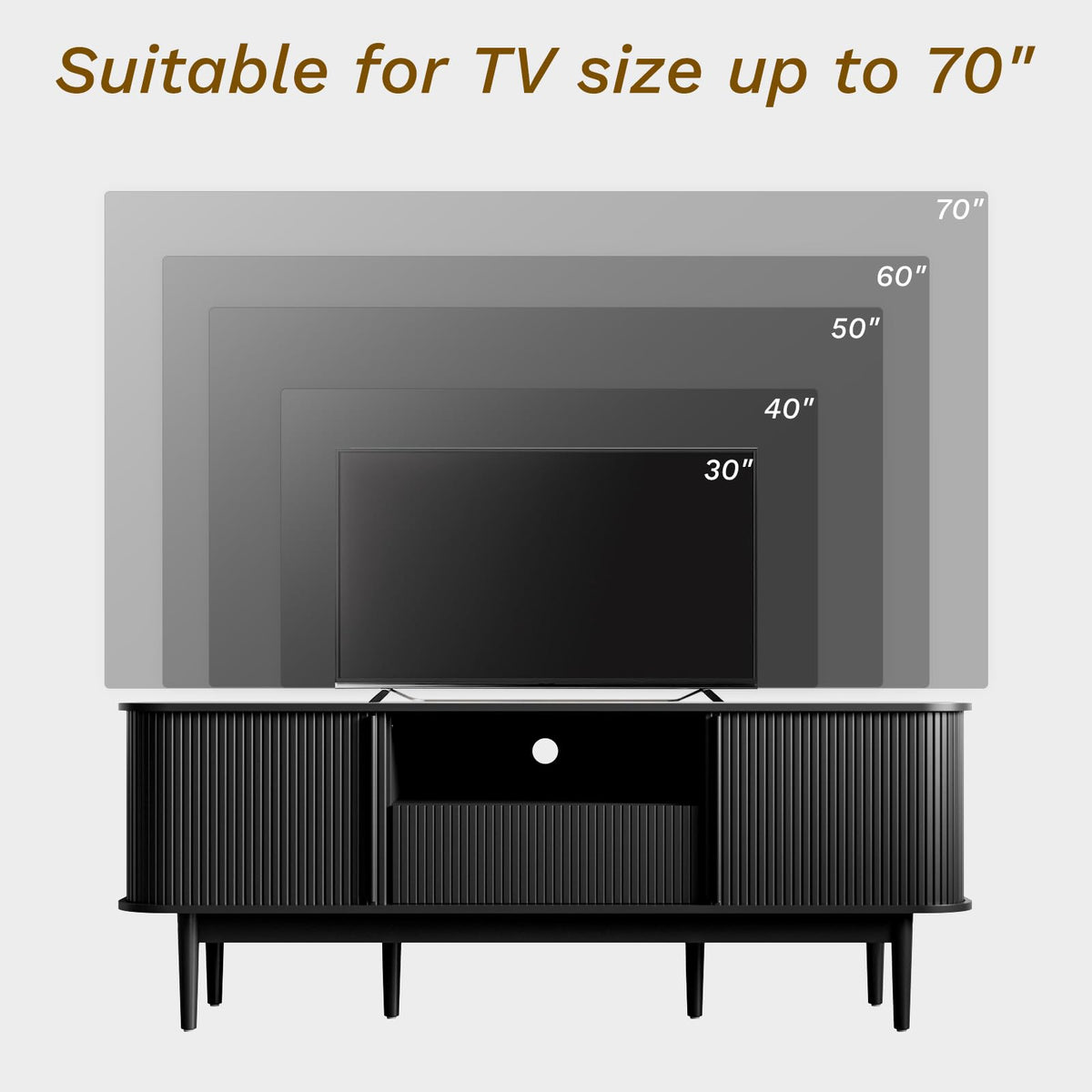 Fluted Sliding Door TV Stand