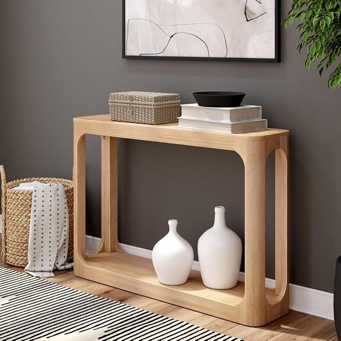 Solid Pine Console Table with Shelf