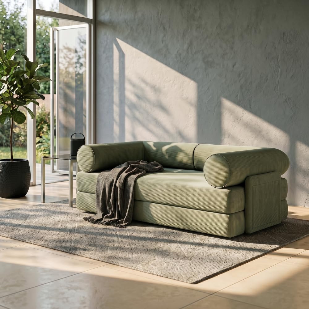 Green Corduroy Modular Sofa Bed