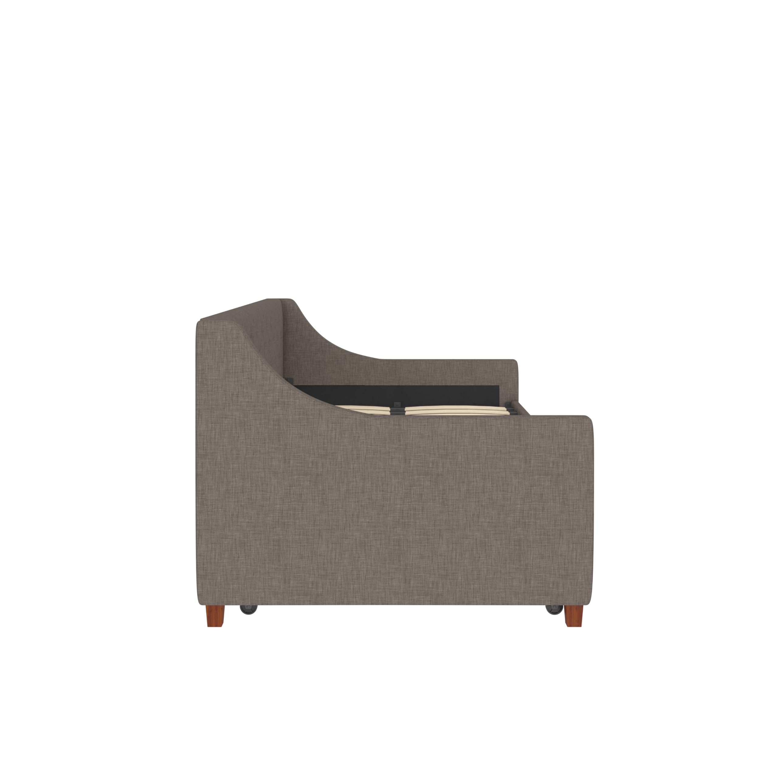 Novogratz Her Majesty Upholstered Daybed and Trundle, Twin over Twin, Grey Linen