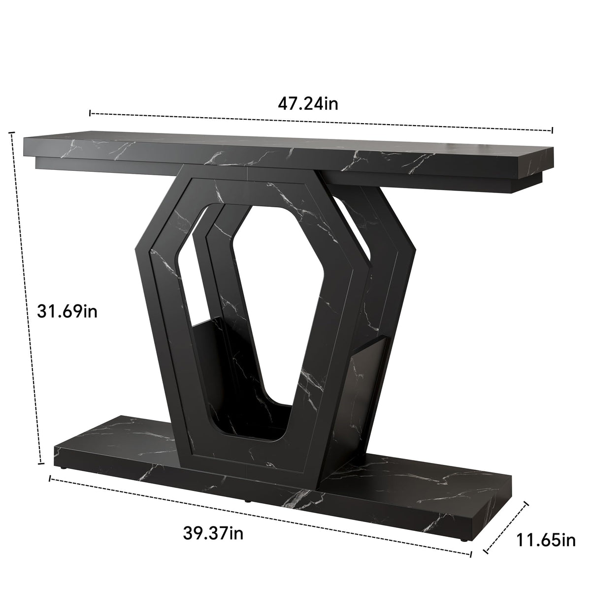 Black Marble-Look Console Table