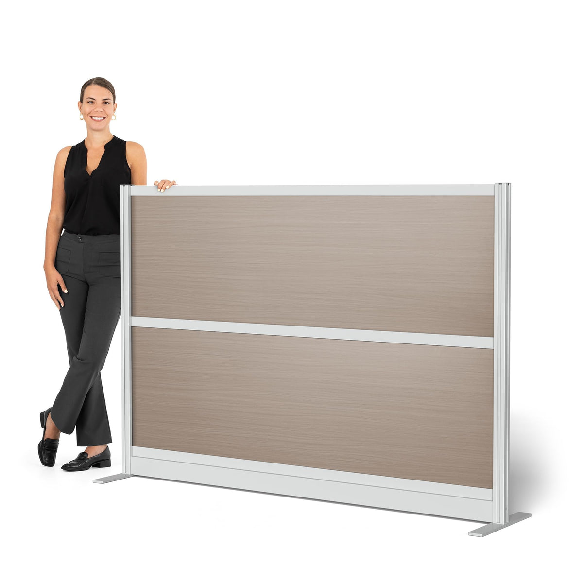 Stand Up Desk Store Oakwood Aesthetic Modular Walls | Room Divider Wall with Durable Woodgrain-Inspired Finish | Modular Office Partition Wall for Offices, Classrooms, and Coworking 70" W x 48" H