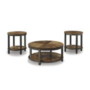 Rustic Round 3-Piece Table Set – Coffee Table & 2 End Tables