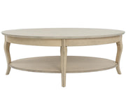 Oval Wood Coffee Table with Storage