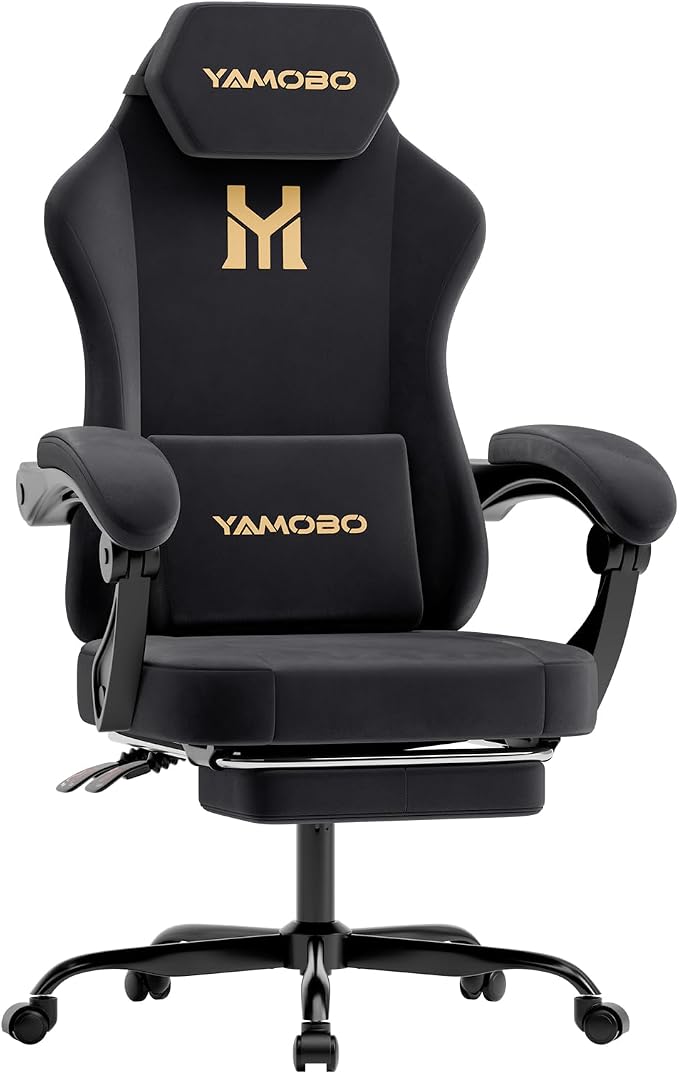 Grey Massage Gaming Chair with Footrest