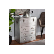 Silver Metal 3-Drawer Accent Storage Chest