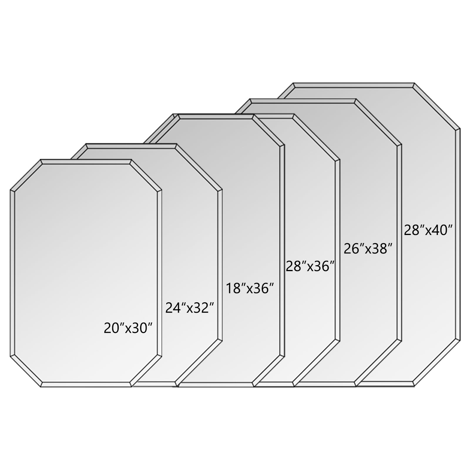Octagonal Frameless Beveled Wall Mirror (2-Pack)