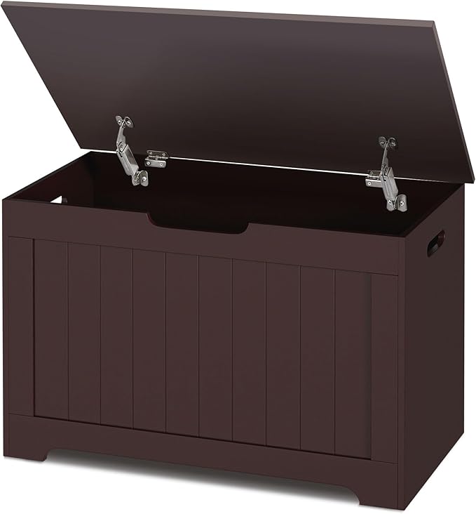 Wooden Storage Chest Bench with Safety Hinges