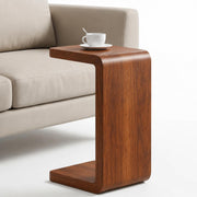 Walnut C-Shaped Wood End Table