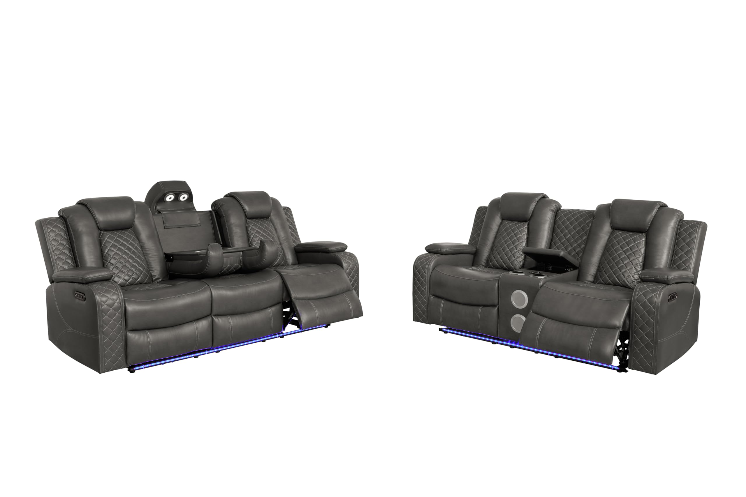 Power Recliner Sofa Set with LED & Bluetooth – 3-Piece