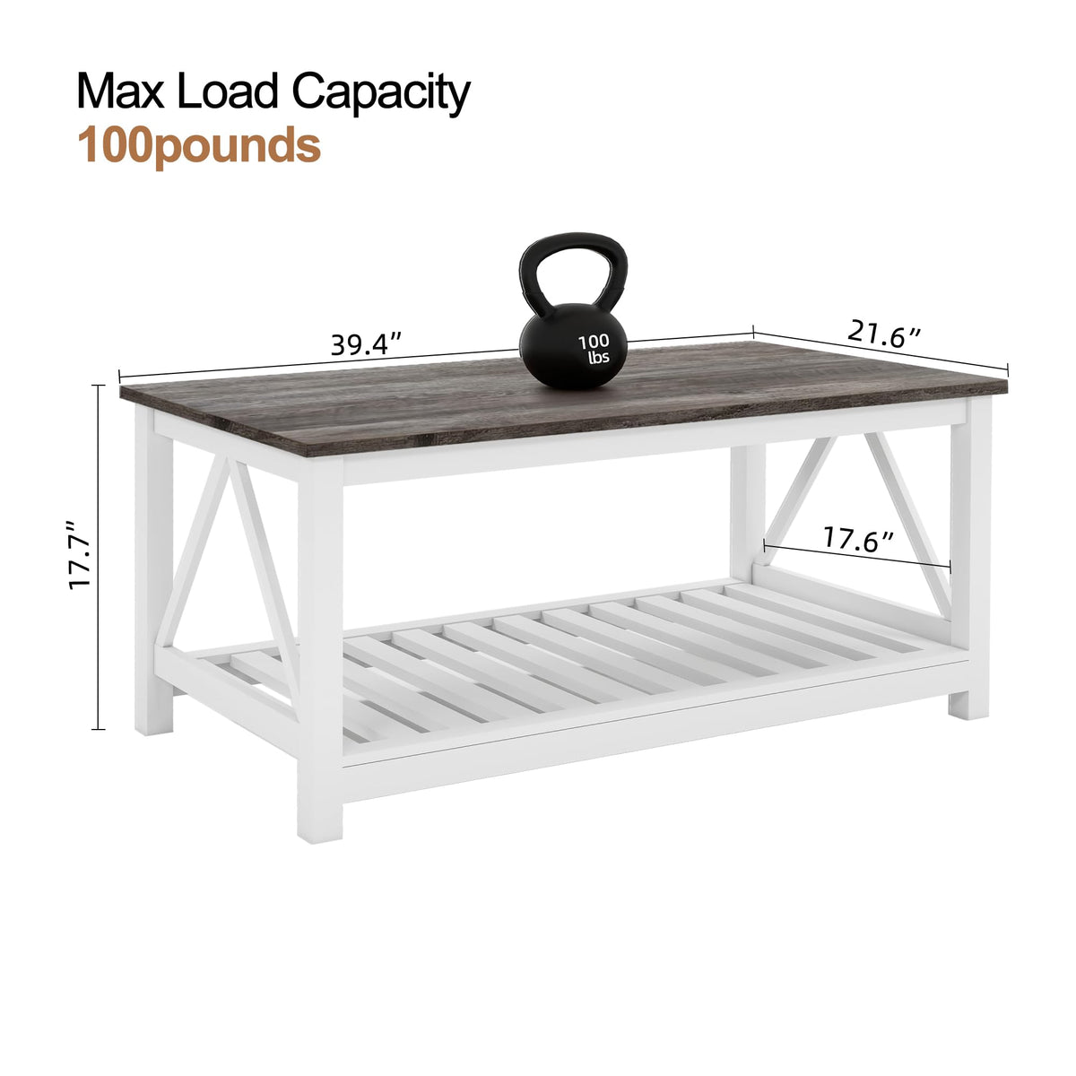 Coffee Table with Storage Small White Farmhouse Coffee Table for Livingroom