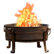 36-Inch Round Wood Burning Fire Pit with Grill & Lid