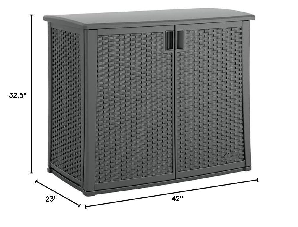 Suncast Lockable Outdoor Cabinet Storage for Patio, Garden and Backyard, 97 Gal, Cool Gray