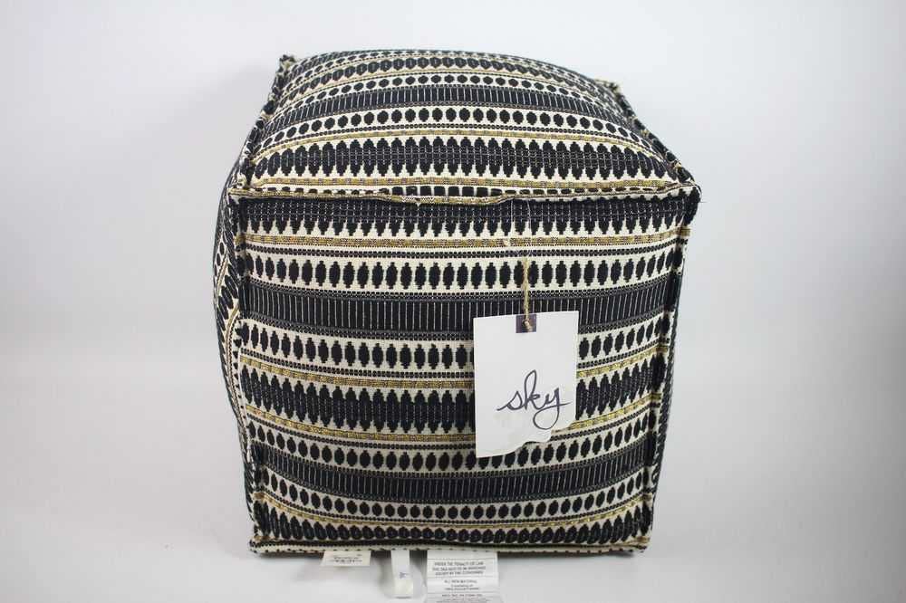 Black Striped Pouf