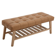 Tufted Entryway Shoe Bench with Storage Shelf