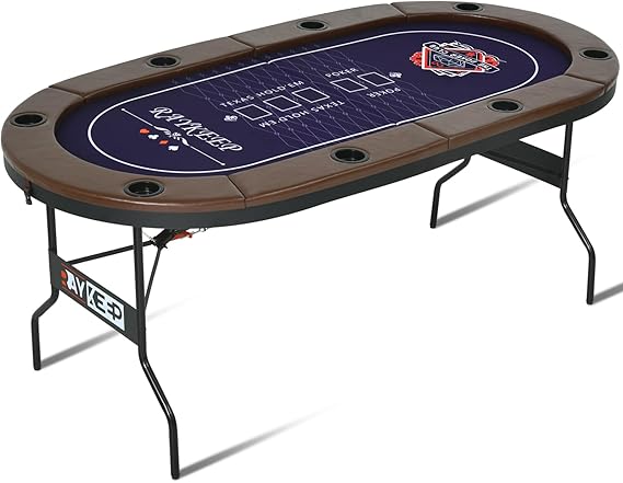 10-Player Folding Poker Table with Cup Holders & Padded Rails