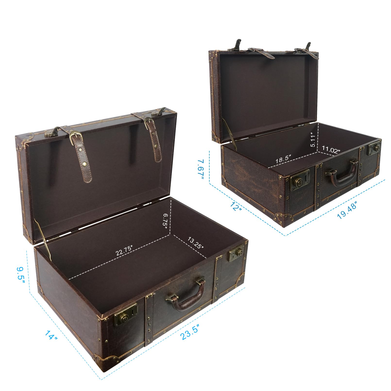 Vintage Wooden Suitcase Storage Set of 2