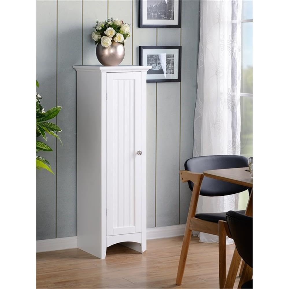 OS Home and Office Furniture 15" 1-Door Wood Kitchen Storage Pantry in White