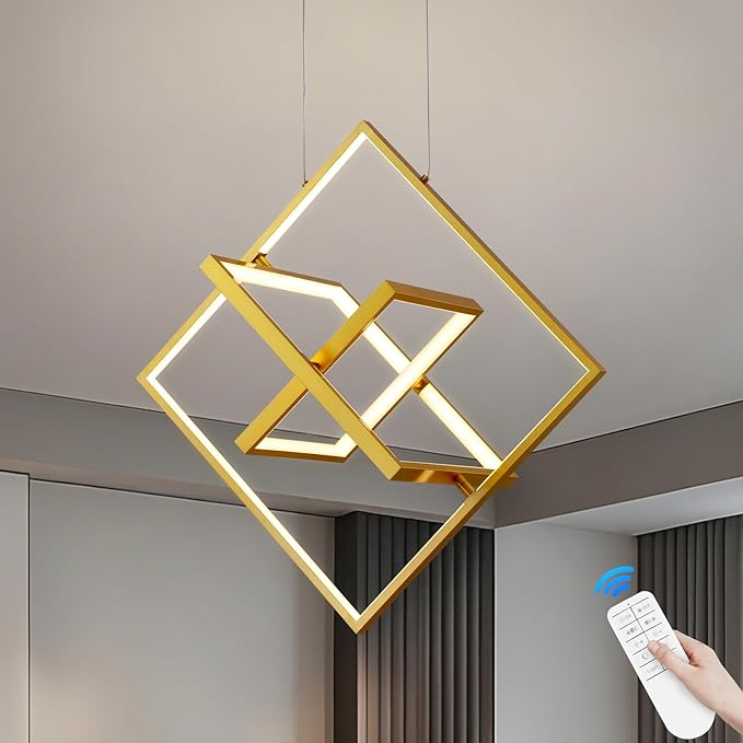 Modern LED Square Chandelier – Dimmable, DIY Adjustable