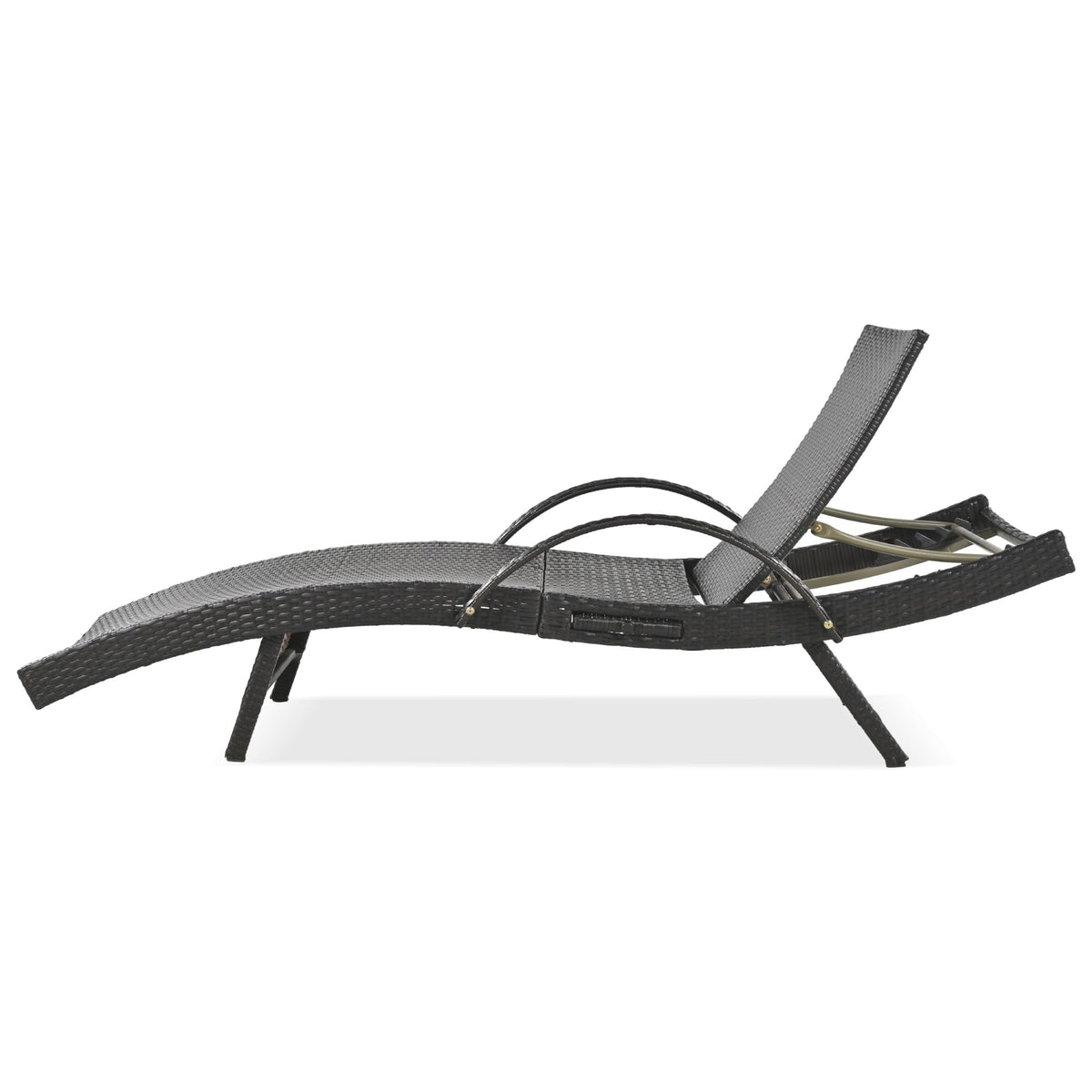 Merax 80" Long Outdoor Wicker Chaise Lounge Set of 2,Patio Rattan Reclining Chair with Pull-Out Side Table Adjustable Backrest,Sun Lounger,Pool Sunbathing Recliners,Dark Brown