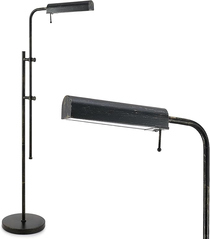 Industrial LED Floor Lamp with Adjustable Swing Arm