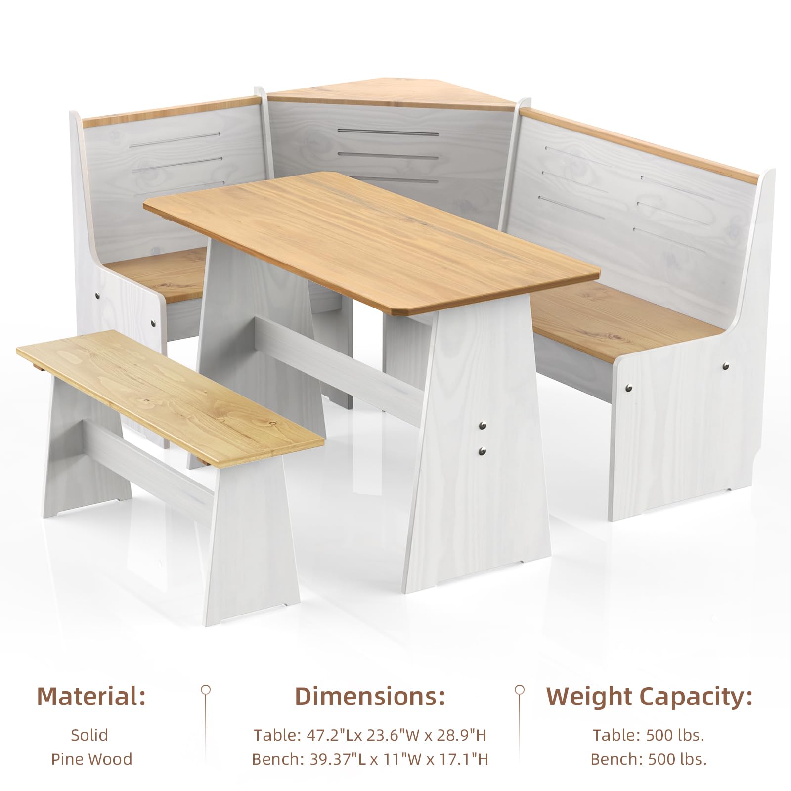 L-Shaped Corner Breakfast Nook Dining Set