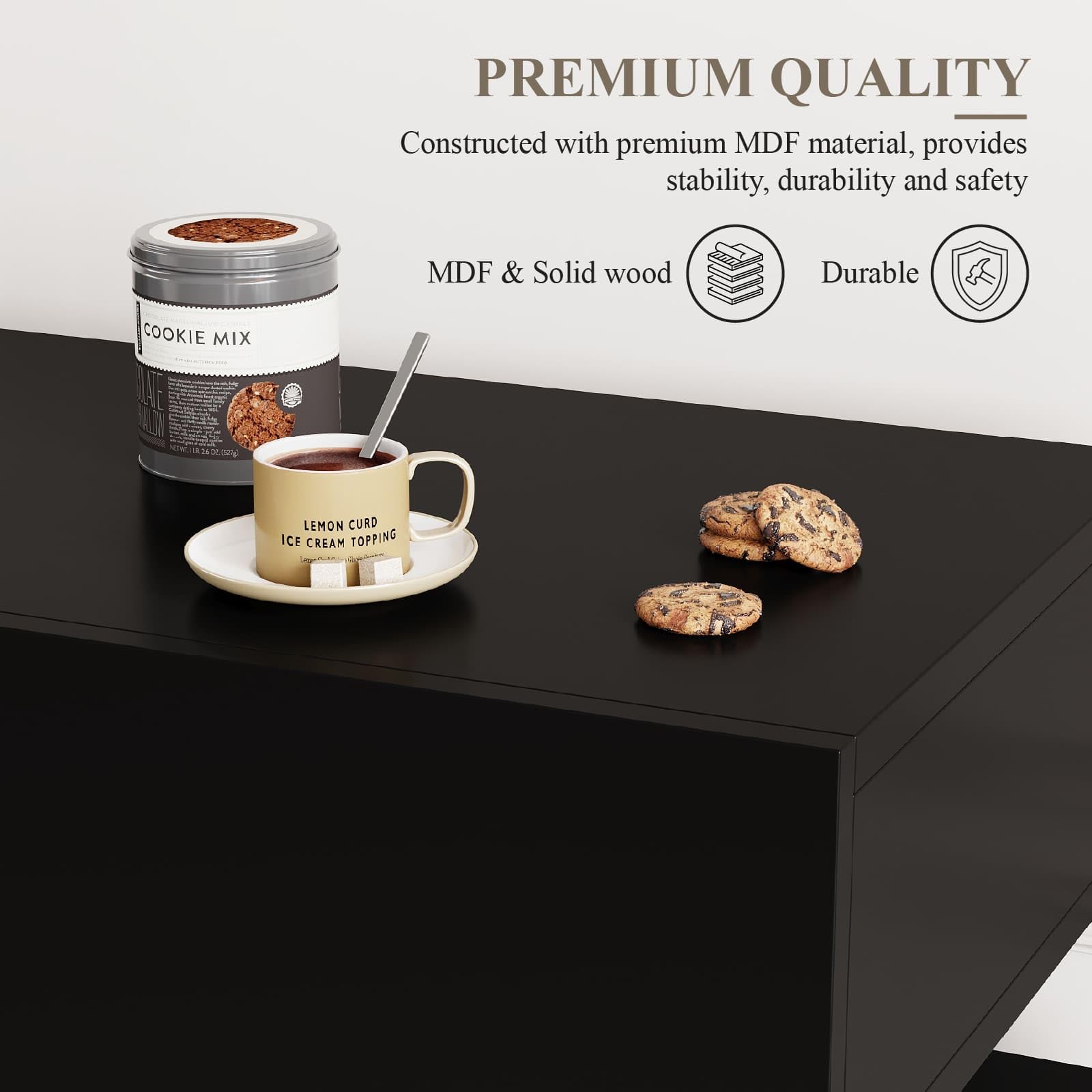 Coffee Bar Cabinet,Kitchen Storage Cabinet with 3 Drawers,Sideboard Buffet Cabinets with Ajustable Shelf,Wood Coffee Bar Table for Dinning Room/Living Room/Kitchen 55.04"L*15.61"W*41.93"H Black