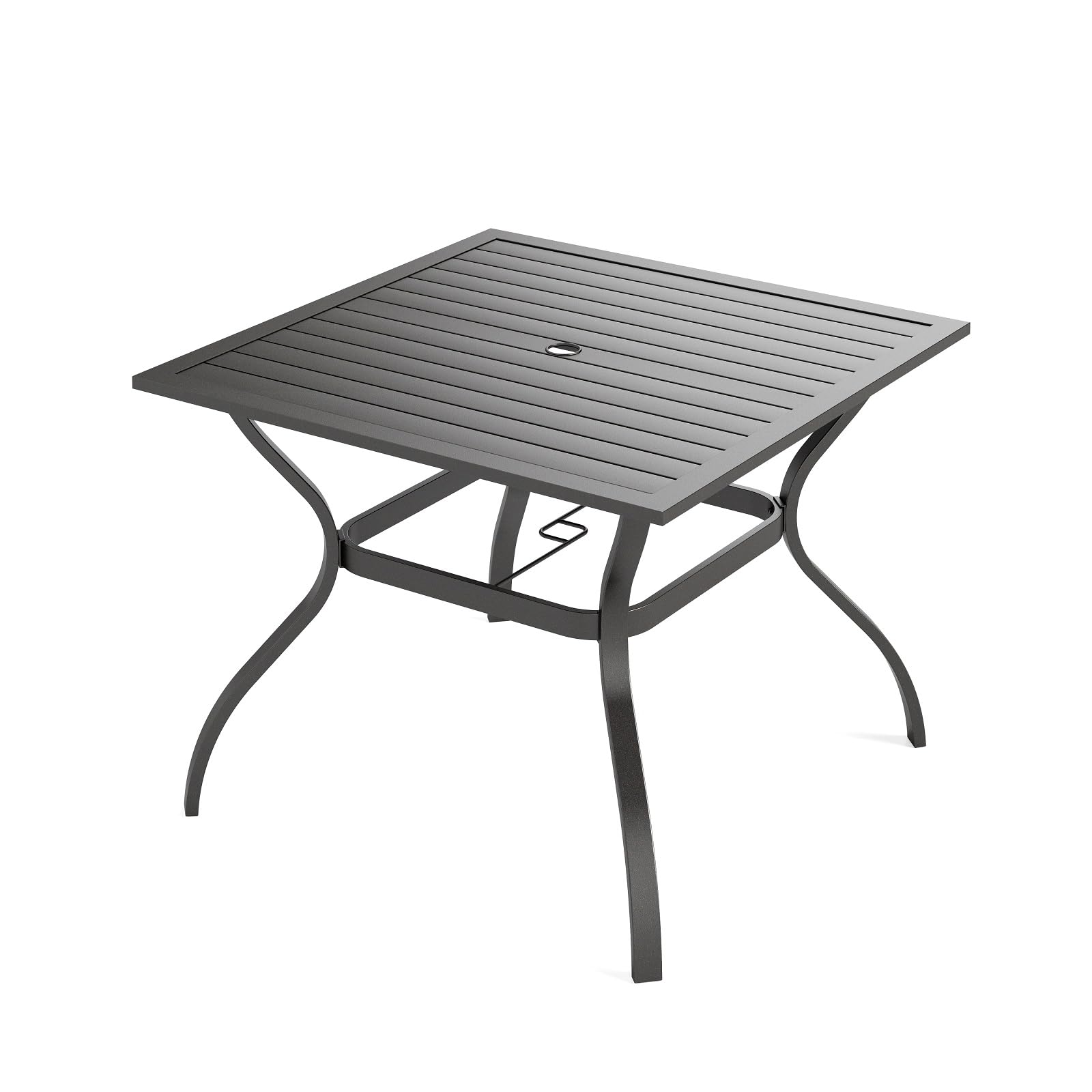 Square Metal Patio Dining Table with Umbrella Hole