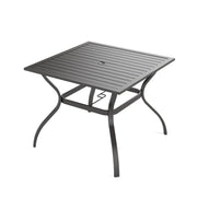 Square Metal Patio Dining Table with Umbrella Hole