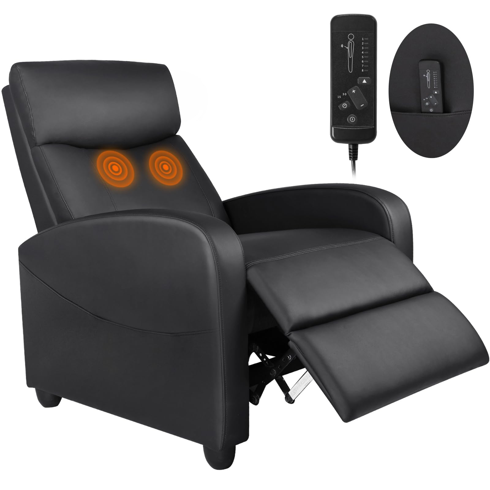 Sweetcrispy Massage Recliner Chair for Adults, Adjustable Home Theater Seating with Lumbar Support for Living Room, Modern Fabric Reclining for Small Space, Grey