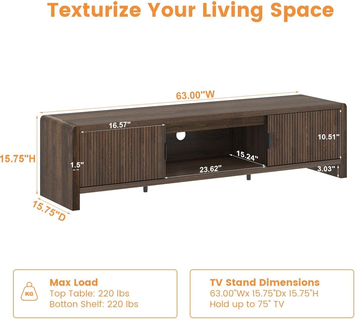 Waveform Fluted-Door TV Stand 63"