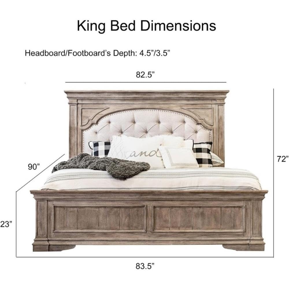 Highland Park King Panel Bed – Distressed Driftwood